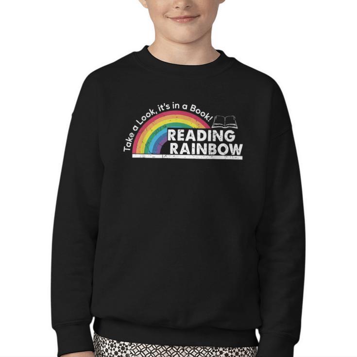Take A Look It's In A Book Retro Reading Book Lover Youth Crewneck Sweatshirt