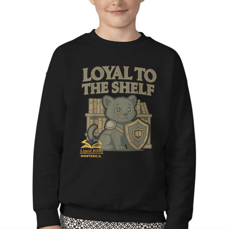 Loyal To The Shelf Knight Panther Book Lover Youth Crewneck Sweatshirt