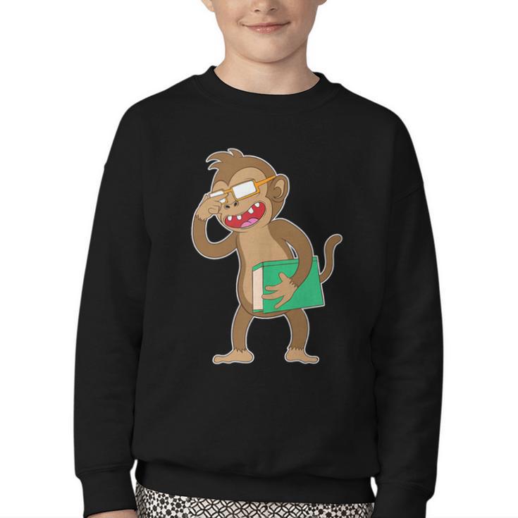 Monkey With a Book Youth Crewneck Sweatshirt