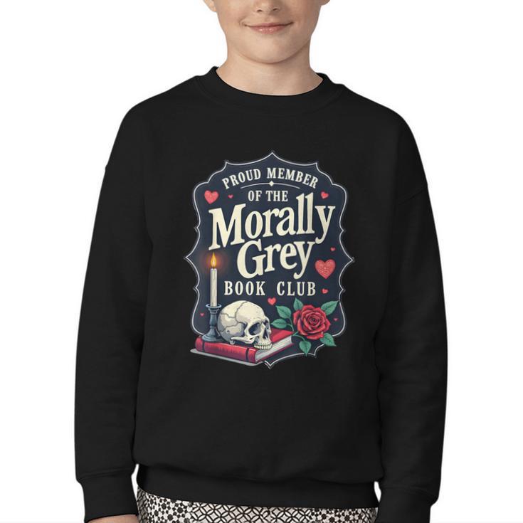 Morally Grey Merch Dark Romance Romantasy Smutty Book Lover Youth Crewneck Sweatshirt