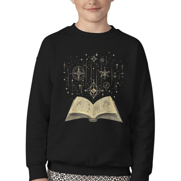 Mystic Astral Lunar Celestial Witch Spell Book Youth Crewneck Sweatshirt