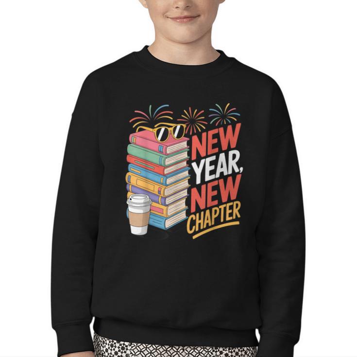 New Year New Chapter Book Lover Reader Youth Crewneck Sweatshirt