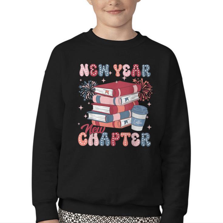 New Year New Chapter Happy New Year 2025 Book Lover Youth Crewneck Sweatshirt