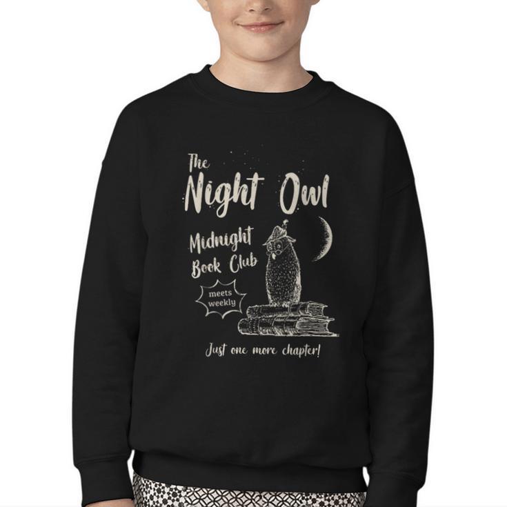 Night Owl Book Club Bookish Book Lover Tee Youth Crewneck Sweatshirt