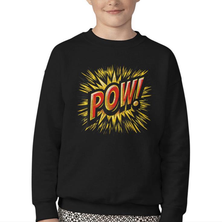 POW Comic Book Retro Artwork – Cartoon Collector Youth Crewneck Sweatshirt