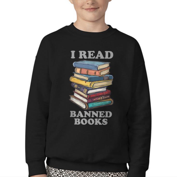 I Read Banned Books Bookworm Youth Crewneck Sweatshirt