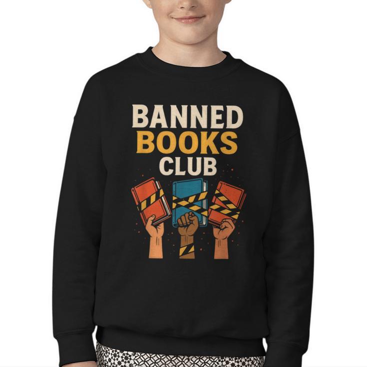 Read Banned Books Club Freely Anti-Censorship Librarian Youth Crewneck Sweatshirt
