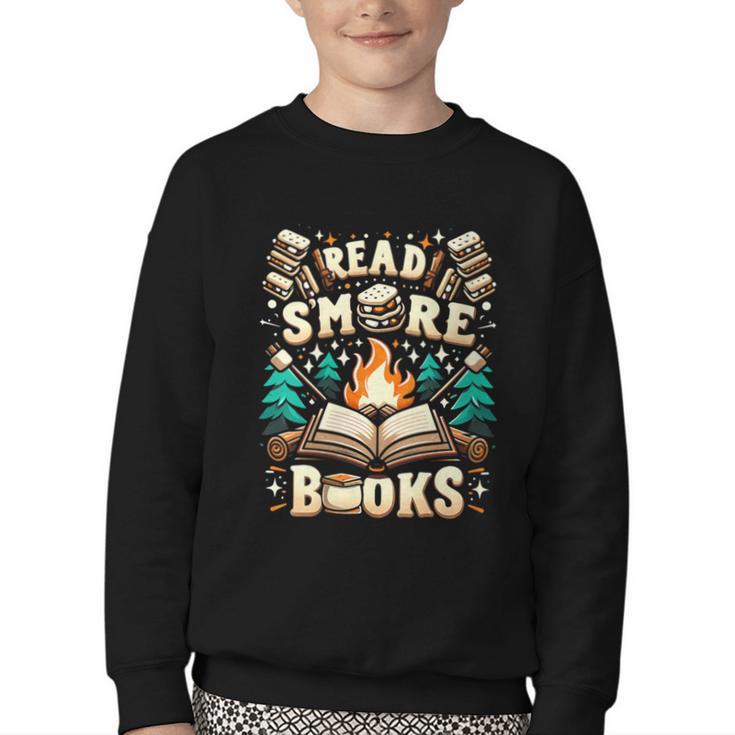 Read More Books Camping Outdoors Travel Campfire Smores Youth Crewneck Sweatshirt