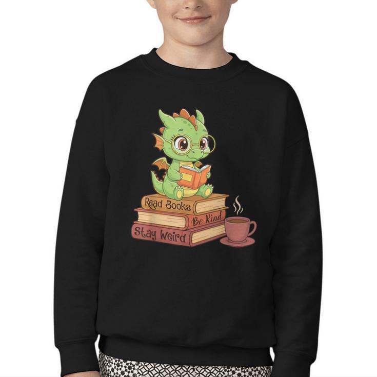 Read Books Be Kind Stay Weird Reading Bookworm Reader Youth Crewneck Sweatshirt