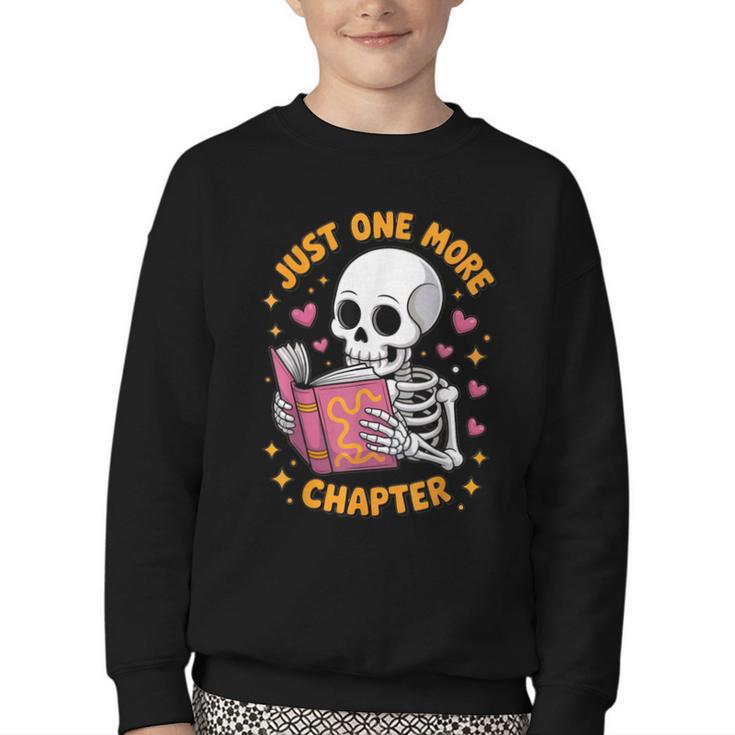 Read Books Lover Bookworm Cute Reading Just One More Chapter Youth Crewneck Sweatshirt