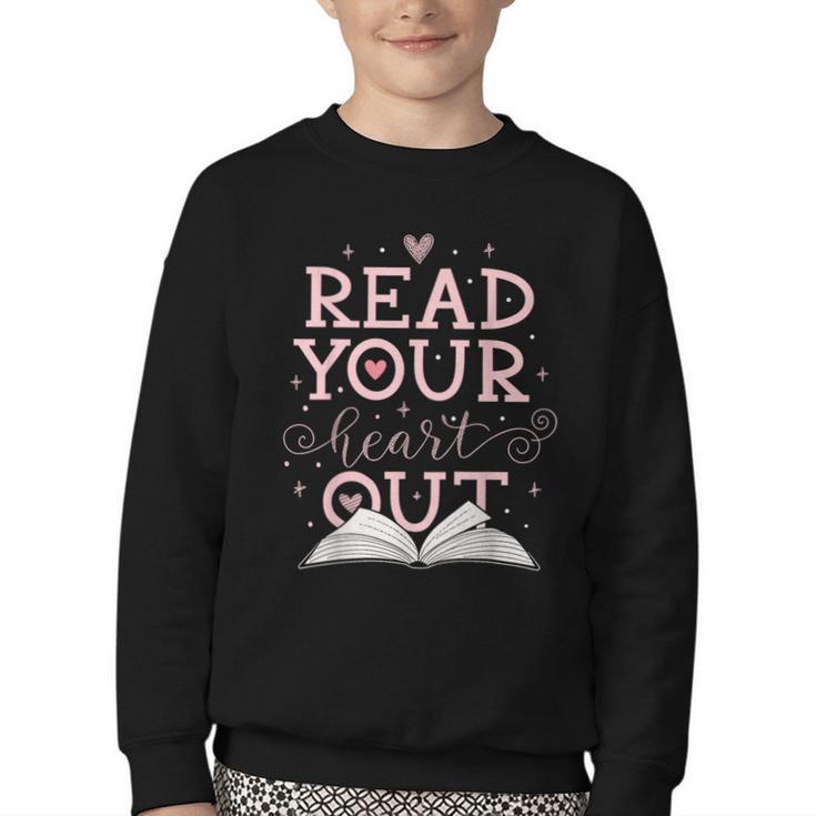 Read Your Heart Out Book Adventures In Pages Youth Crewneck Sweatshirt