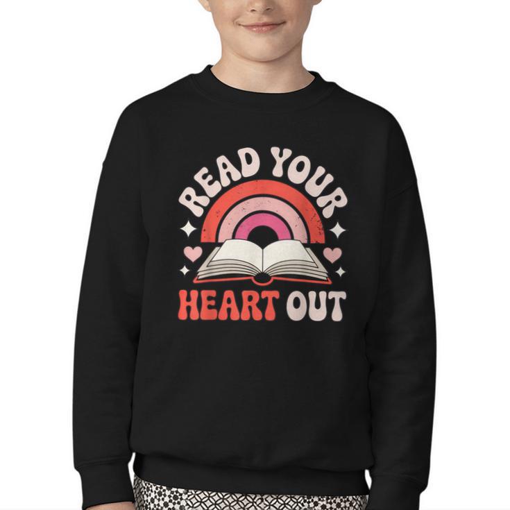 Read Your Heart Out Book Lovers Emotional Fall Vibes Youth Crewneck Sweatshirt