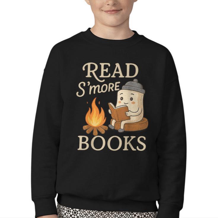 Read S'More Books Campfire Reading Book Lovers Camper Youth Crewneck Sweatshirt
