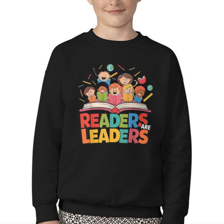 Readers Are Leaders Motivational Reading Book Quote Youth Crewneck Sweatshirt