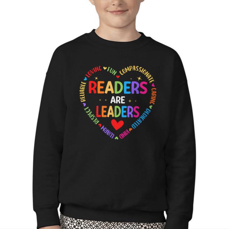 Readers Are Leaders Reading Teacher Women Kids Book Lovers Youth Crewneck Sweatshirt