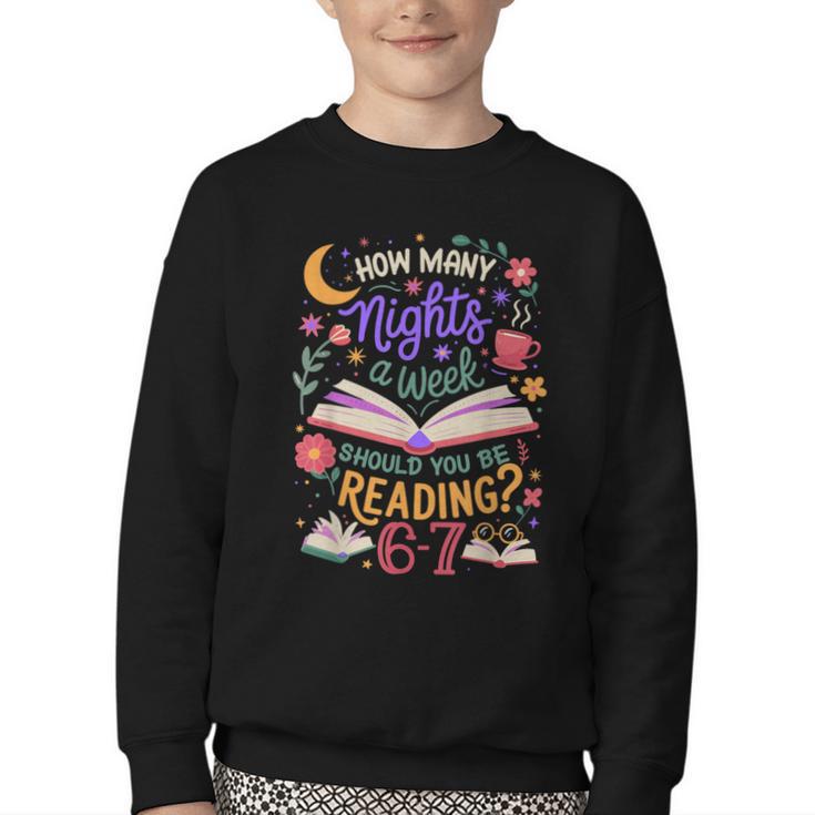 Reading 6 7 Meme Six Seven Cozy Book Lover Teacher Youth Crewneck Sweatshirt