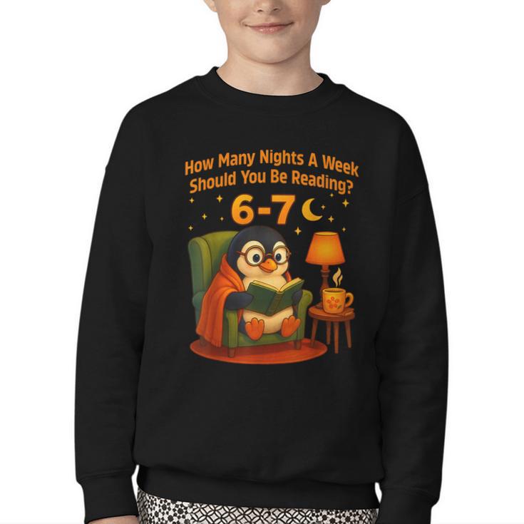 Reading 6 7 Six Seven Meme English Teacher Book Lover Youth Crewneck Sweatshirt