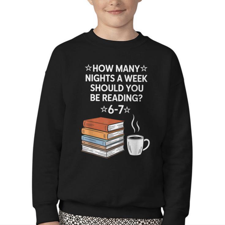 Reading 6-7 Six Seven Meme English Teacher Book Lover Youth Crewneck Sweatshirt