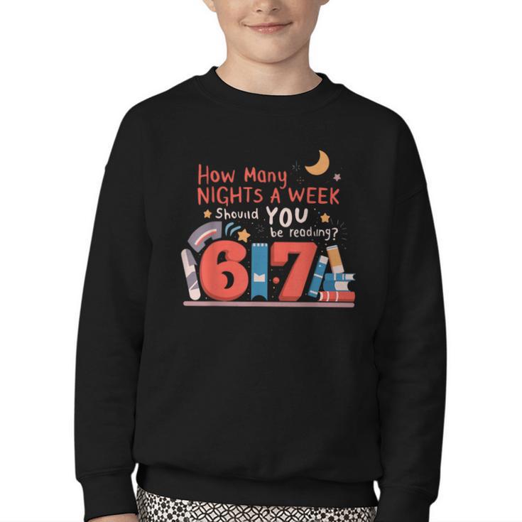 Reading 67 Meme English Teacher 67 Book Lover Humor Youth Crewneck Sweatshirt