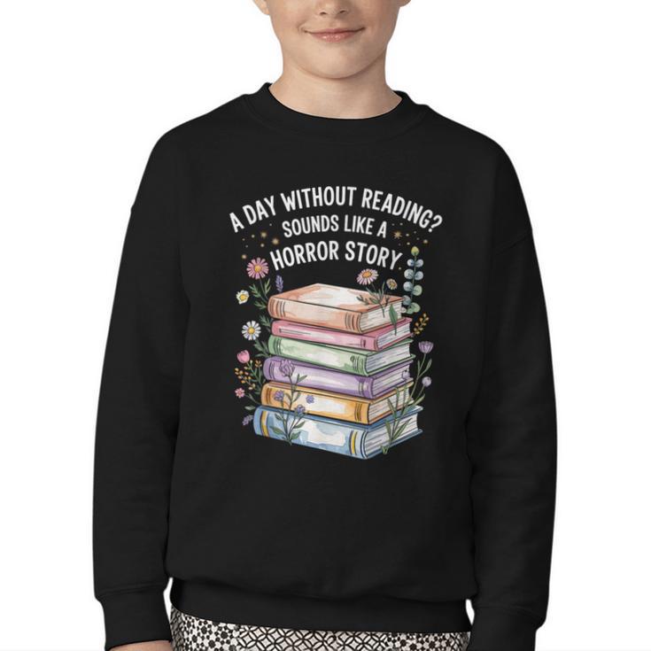 Reading Book Lover Humor For Readers And Bookworms Youth Crewneck Sweatshirt