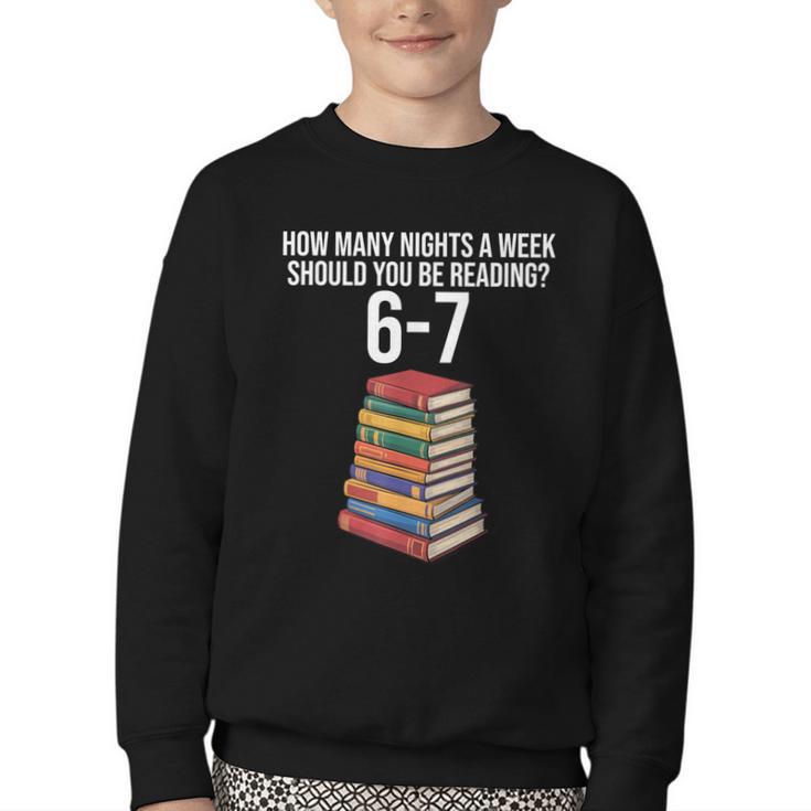 Reading Book Teacher 67 Six Seven Meme Youth Crewneck Sweatshirt