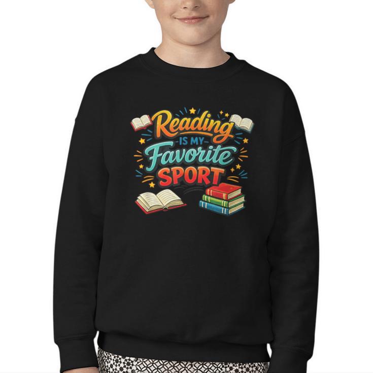 Reading Is My Favorite Sport Book Lover Youth Crewneck Sweatshirt