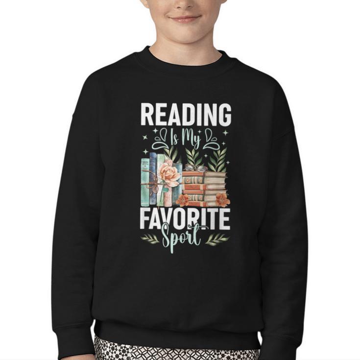 Reading Is My Favorite Sport Bookworm Youth Crewneck Sweatshirt