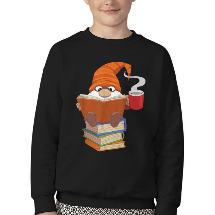 Reading Lover Book Graphic Gnome Youth Crewneck Sweatshirt