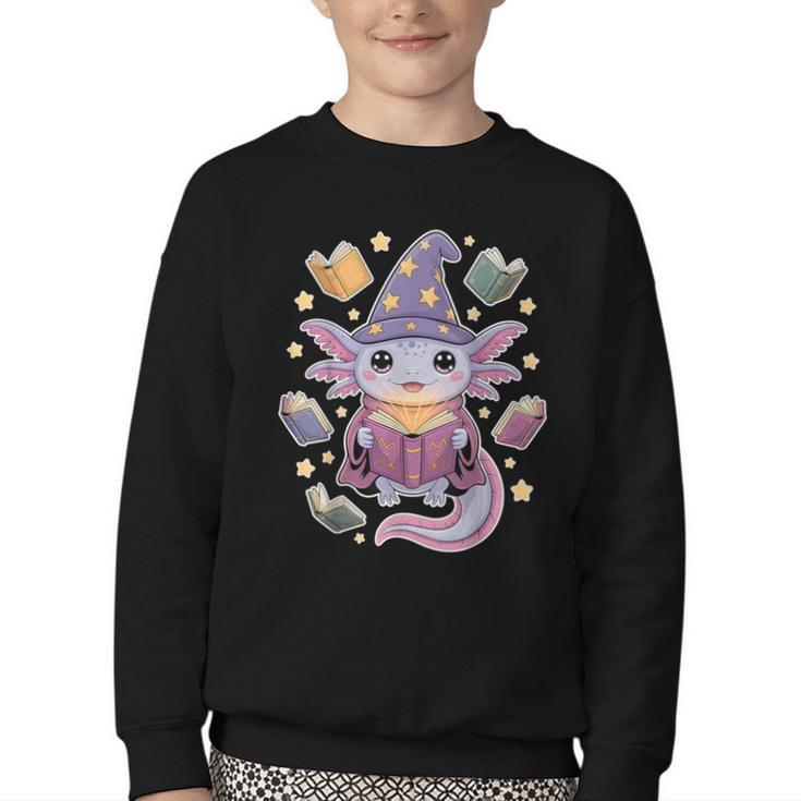 ReadsALOTL Cute Axolotl Book Lover Youth Crewneck Sweatshirt