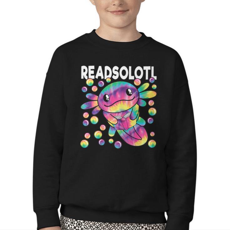 Readsolotl Cute Axolotl Book Lover Reading Women Girls Youth Crewneck Sweatshirt
