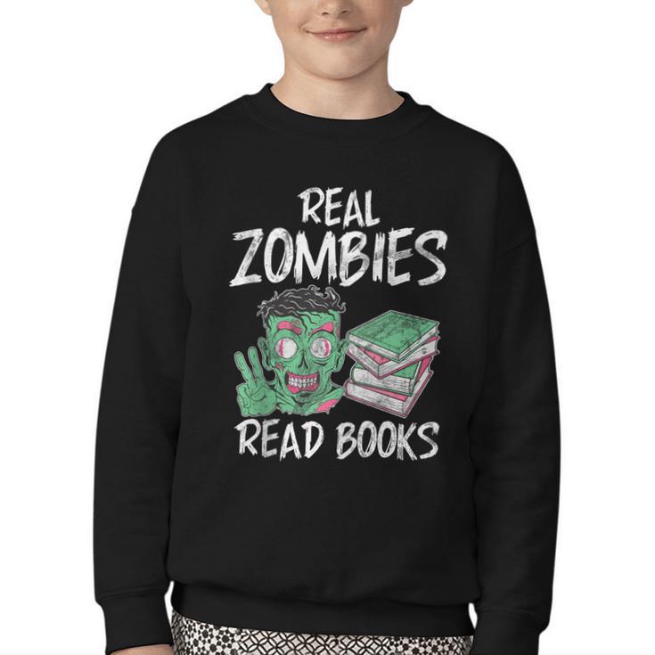 Real Zombies Read Books Zombie Youth Crewneck Sweatshirt
