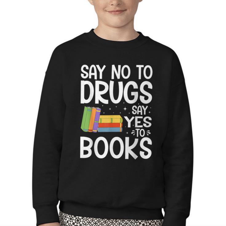 Red Ribbon Week Say No To Drugs Say Yes To Books Drug Free Youth Crewneck Sweatshirt