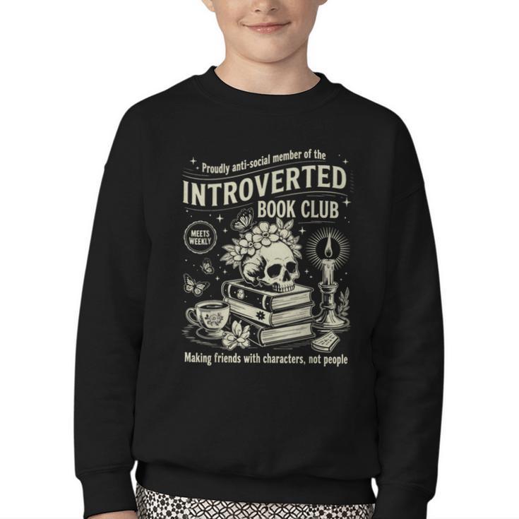 Retro Proud Anti Social Member Of Introverted Book Club Youth Crewneck Sweatshirt