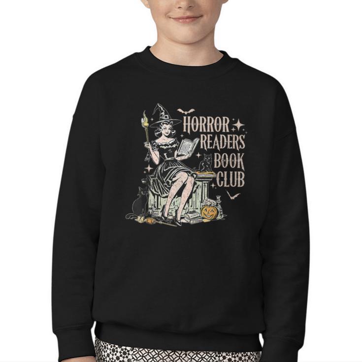 Retro Scary Horror Readers Book Club Spooky Halloween Youth Crewneck Sweatshirt