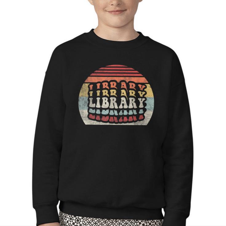 Retro Vintage Bookworm Library Shirt Book Lover Youth Crewneck Sweatshirt