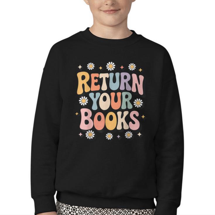 Return Your Books School Librarian Youth Crewneck Sweatshirt