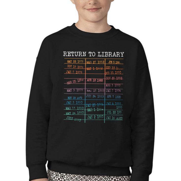 Return To Library Card Book Due Date Bookish Reading Youth Crewneck Sweatshirt