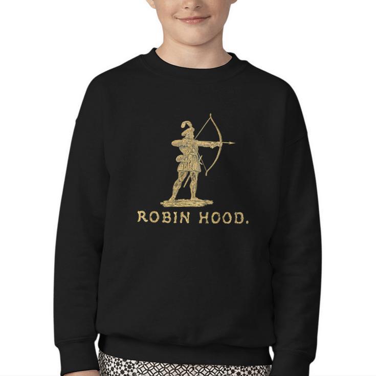 Robin Hood The Archer Book Cover Illustration In Gold Youth Crewneck Sweatshirt