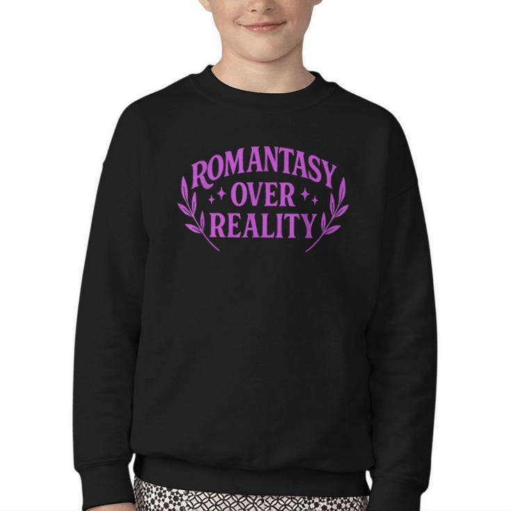Romantasy Book Reader Aesthetic With Fantasy Feels Youth Crewneck Sweatshirt