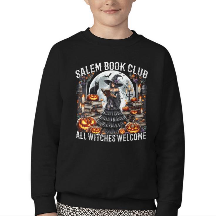 Salem Book Club Gothic Witch Vintage Halloween Art Youth Crewneck Sweatshirt