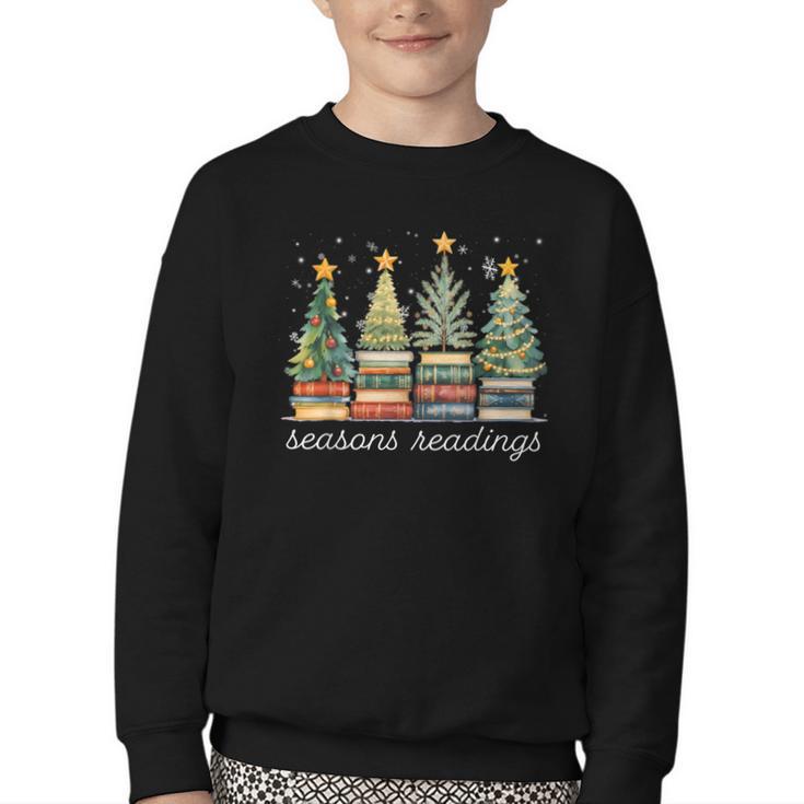 Seasons Readings All Booked For Christmas Book Reading Lover Youth Crewneck Sweatshirt