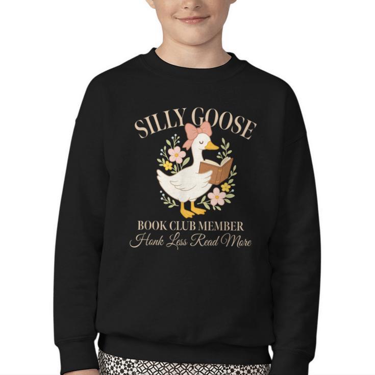 Silly Goose Book Club Member Reading Lover Youth Crewneck Sweatshirt