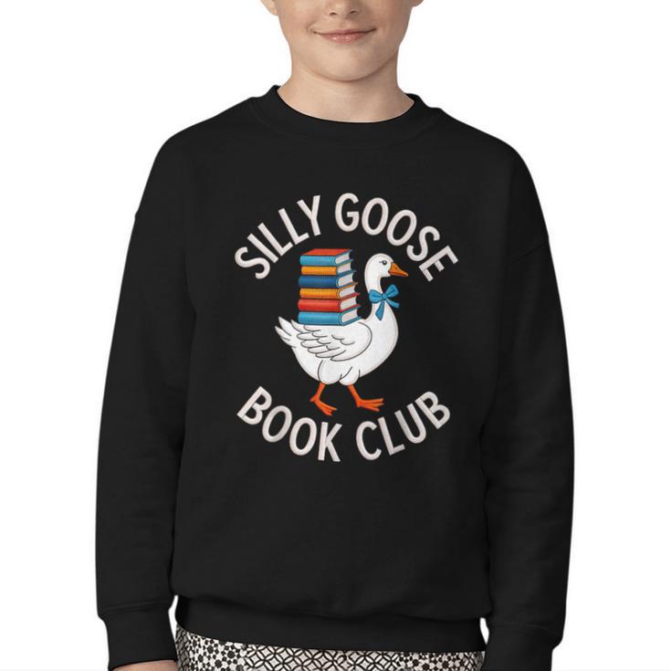 Silly Goose Book Club Reading Lover Youth Crewneck Sweatshirt