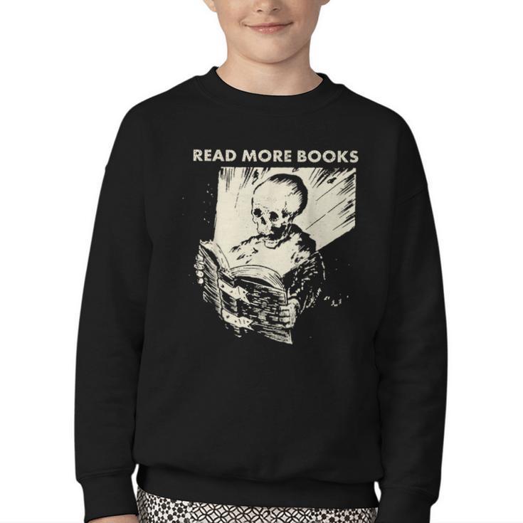 Skeleton Read More Books Youth Crewneck Sweatshirt