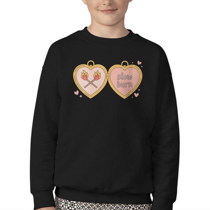 Slow Burn Romance Book Lover Tee Youth Crewneck Sweatshirt