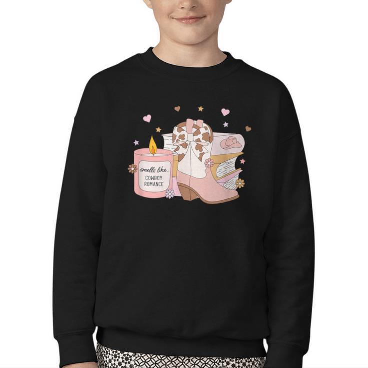 Smells Like Cowboy Romance Book Lover Youth Crewneck Sweatshirt