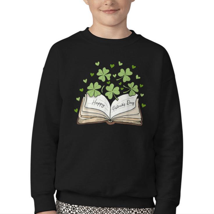 St Patricks Day Book Lover Librarian Reading Saint Pattys Youth Crewneck Sweatshirt