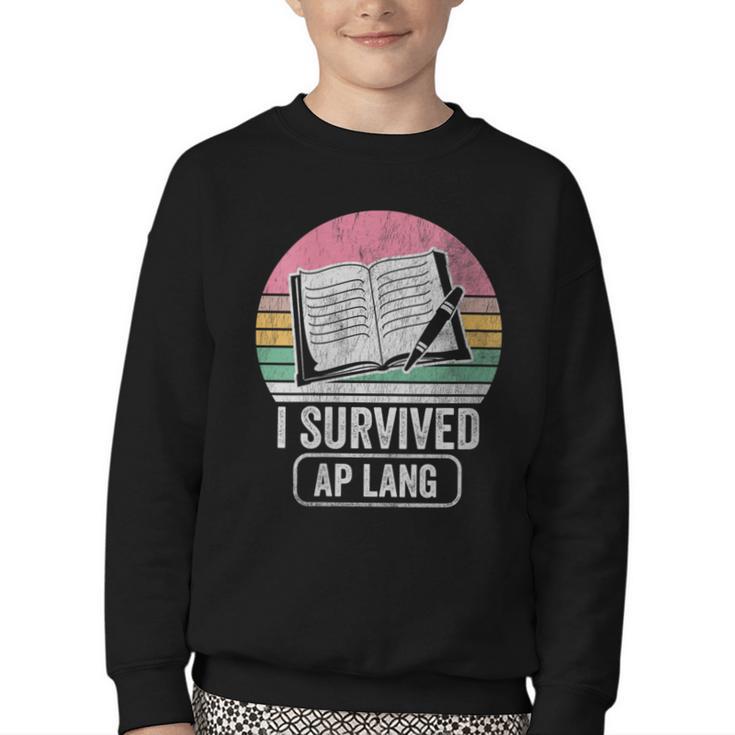 I Survived AP Lang Retro Book Graphic Youth Crewneck Sweatshirt