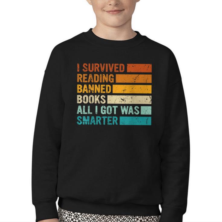 I Survived Reading Banned Books All I Got Was Smarter Youth Crewneck Sweatshirt