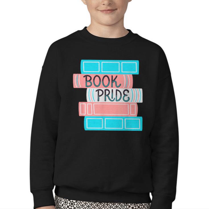 Threadless Grey Sky Chai Trans Book Pride Graphic Youth Crewneck Sweatshirt